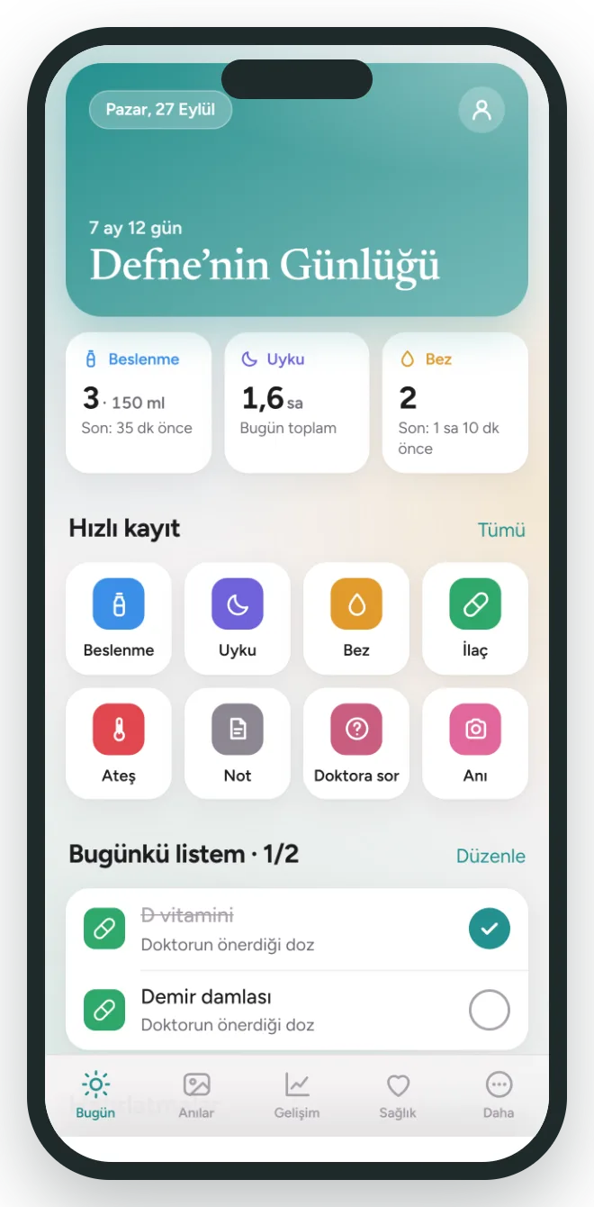 Bebek Bugün ekranı