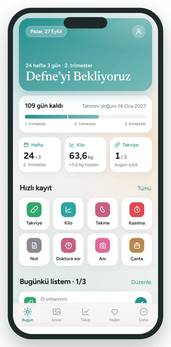Gebelik Bugün ekranı